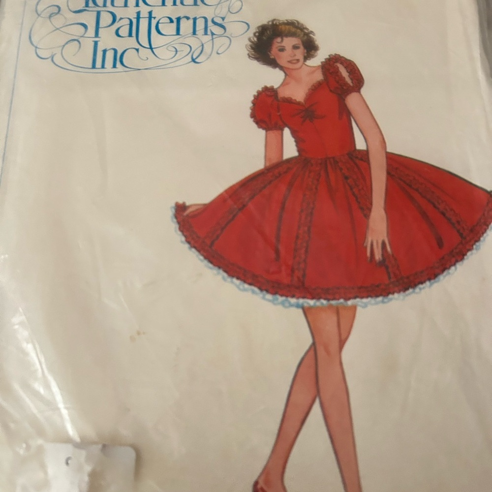4/$100 Red Vintage Dress sew Pattern size 12-16